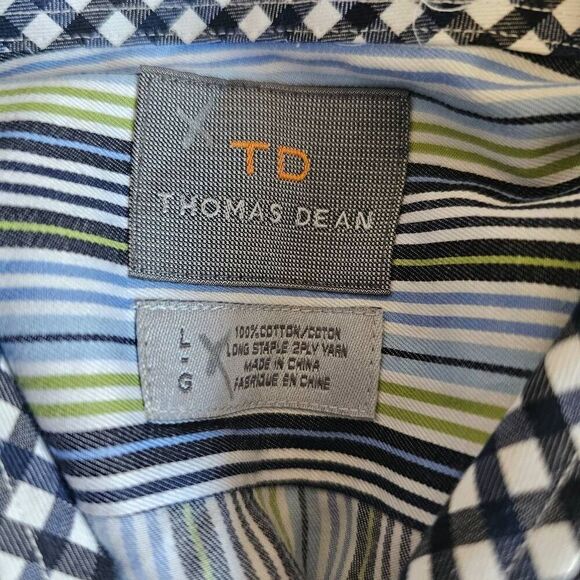 Thomas Dean mens Sz L multicolor striped long sleeve button down shirt - Picture 5 of 5